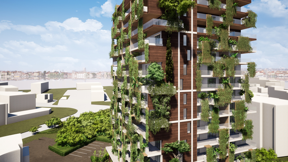 Arboris, projet de logements, vue des balcons de loin, Architonic - Jean-Pascal Clément Architecte