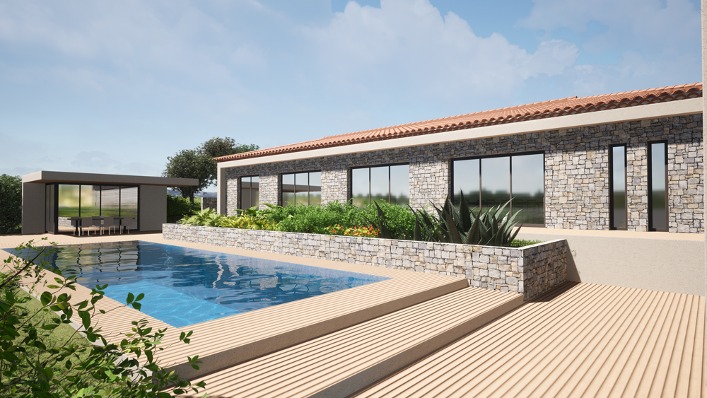 Villa KD, vue piscine, Architonic - Jean-Pascal Clément Architecte