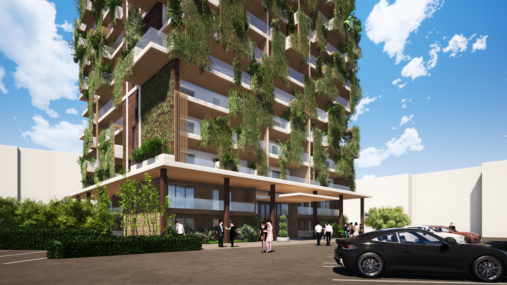 Arboris, projet de logements, tour vue du parking, Architonic- Jean-Pascal Clément Architecte